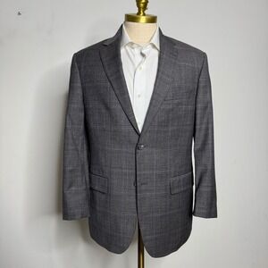 Jos‎ A Bank Signature 42R Men's Gray Plaid 100% Wool Tailored Fit Blazer